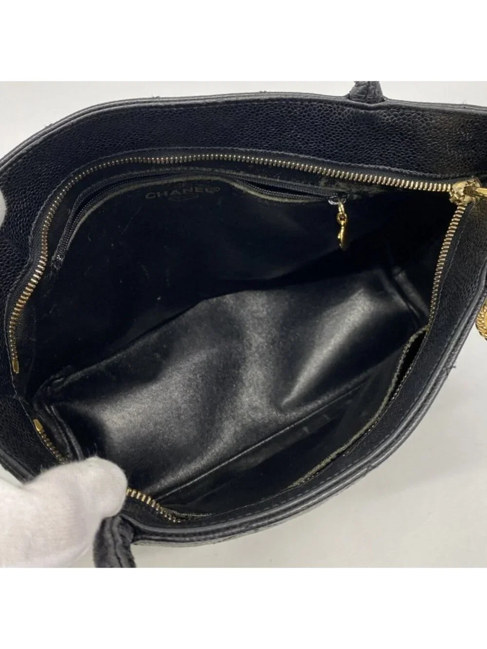 Chanel Tote Reissue Caviar Leather Black Gold